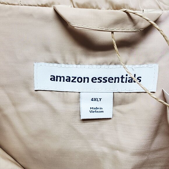 4X Puffer Beige Hooded Jacket Womens Zippered Pockets Drawstring Collar - Picture 3 of 6